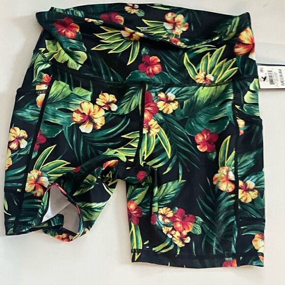 ID Ideology Compression 7" Bike Shorts Women's True Black Tropical Print - Picture 12 of 14